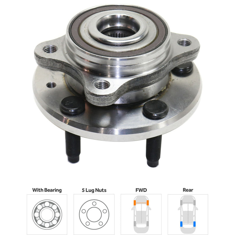 Rear Driver and Passenger Side Wheel Hubs With Bearing Front Wheel Drive