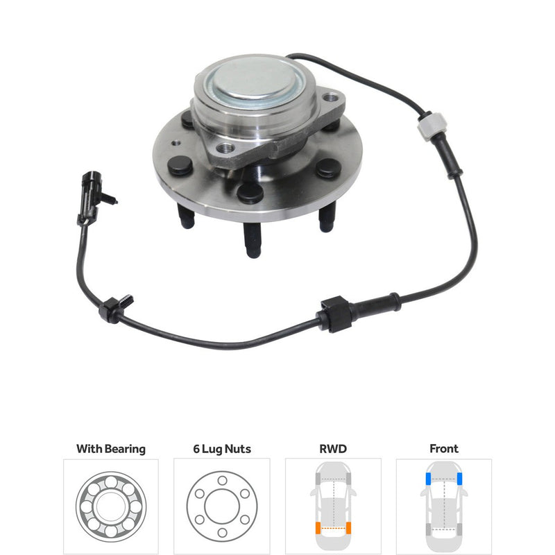 Front Driver and Passenger Side Wheel Hubs With Bearing With Sensor Rear Wheel Drive with 6 Stud Hub with 17 (in) Wheels