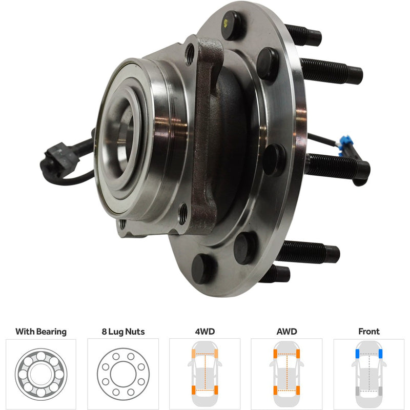 Front Driver and Passenger Side Wheel Hubs With Bearing With Sensor