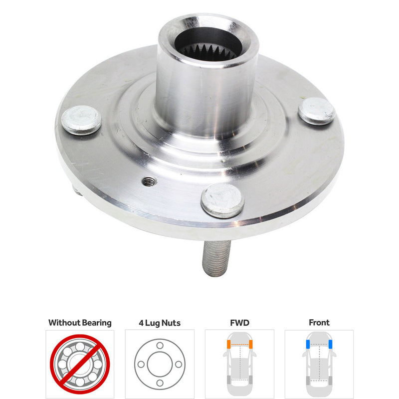 Rear Driver and Passenger Side Wheel Hubs Front - w/o Bearing Rear - With Bearing Front Wheel Drive