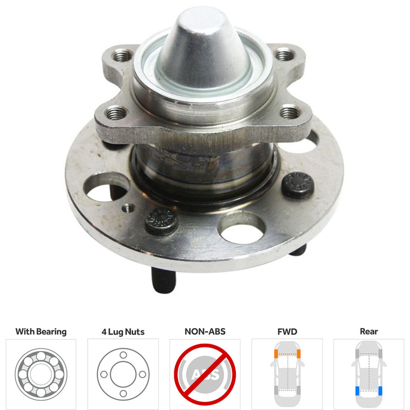 Rear Driver and Passenger Side Wheel Hubs With Bearing Non-ABS 4 x 1 mm Bolt Pattern