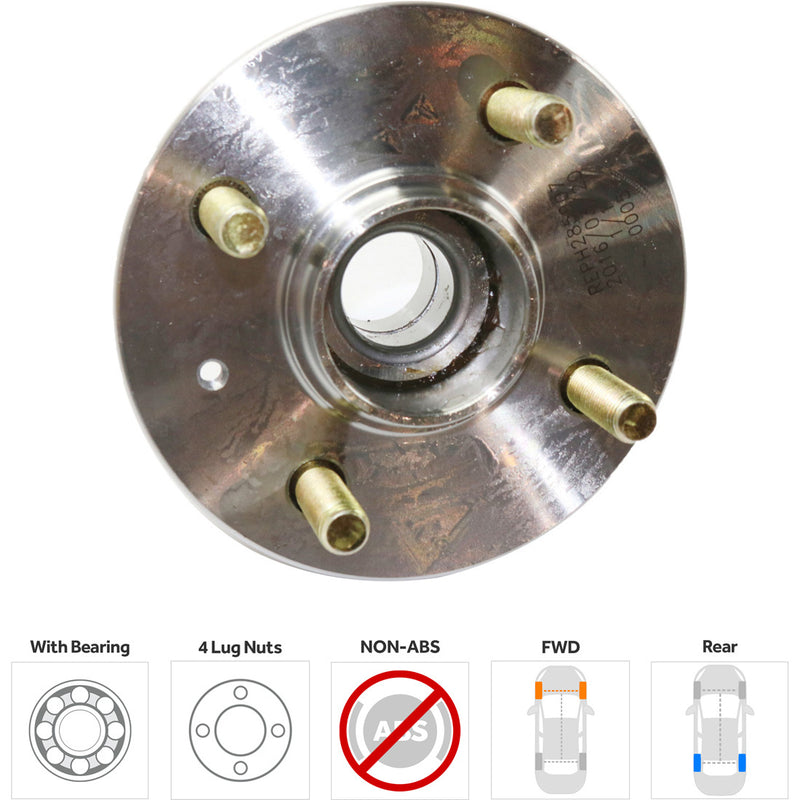 Front and Rear Driver and Passenger Side Wheel Hubs Front - w/o Bearing Rear - With Bearing Non-ABS