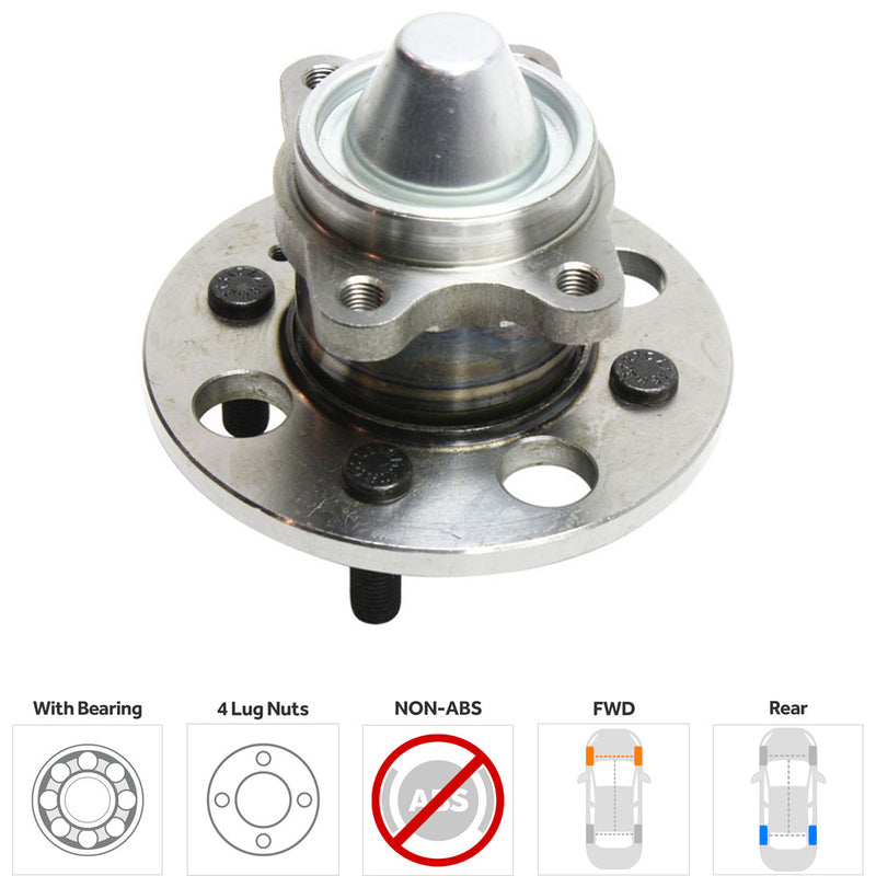 Front and Rear Driver and Passenger Side Wheel Hubs Front - w/o Bearing Rear - With Bearing Non-ABS