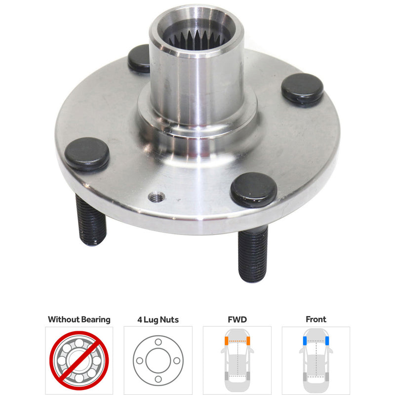 Front and Rear Driver and Passenger Side Wheel Hubs Front - w/o Bearing Rear - With Bearing Non-ABS