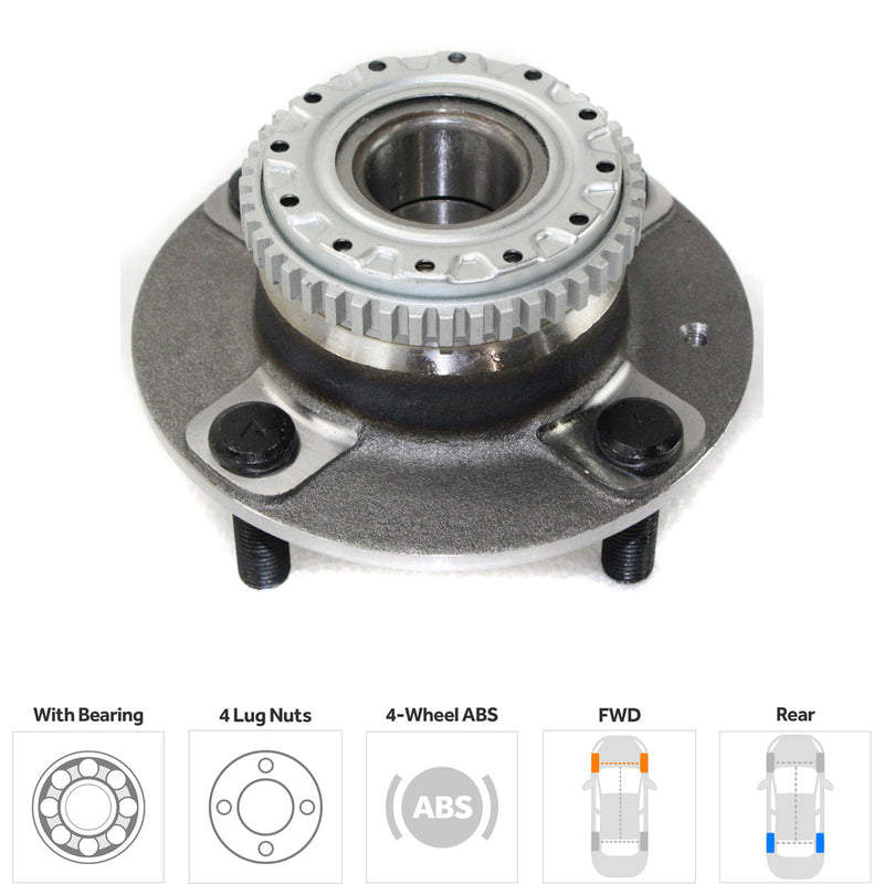 Rear Driver and Passenger Side Wheel Hubs With Bearing 44-teeth tone ring 3.38 in. ABS Tone Ring Diameter