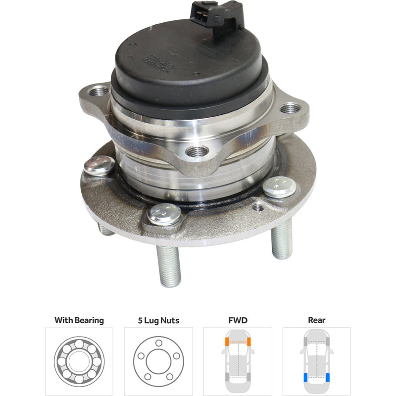 Rear Driver and Passenger Side Wheel Hubs With Bearing With Sensor 5 x 4.5 in. Bolt Pattern Front Wheel Drive