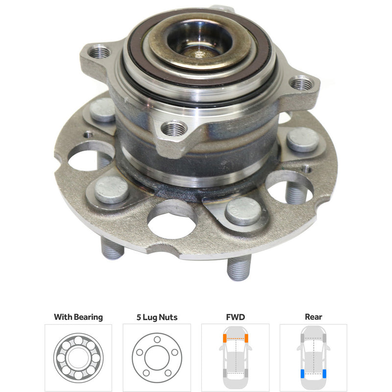 Rear Driver and Passenger Side Wheel Hubs With Bearing With Sensor Front Wheel Drive