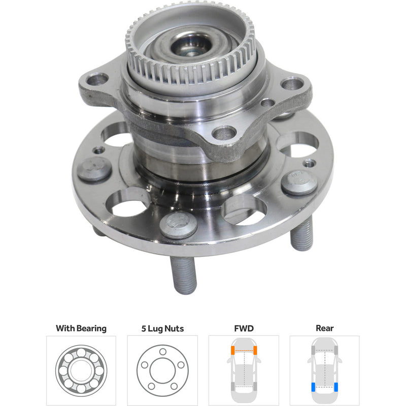 Rear Driver and Passenger Side Wheel Hubs With Bearing 47-teeth tone ring 2.52 in. ABS Tone Ring Diameter
