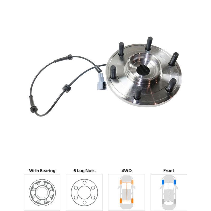 Front Driver and Passenger Side Wheel Hubs With Bearing With Sensor