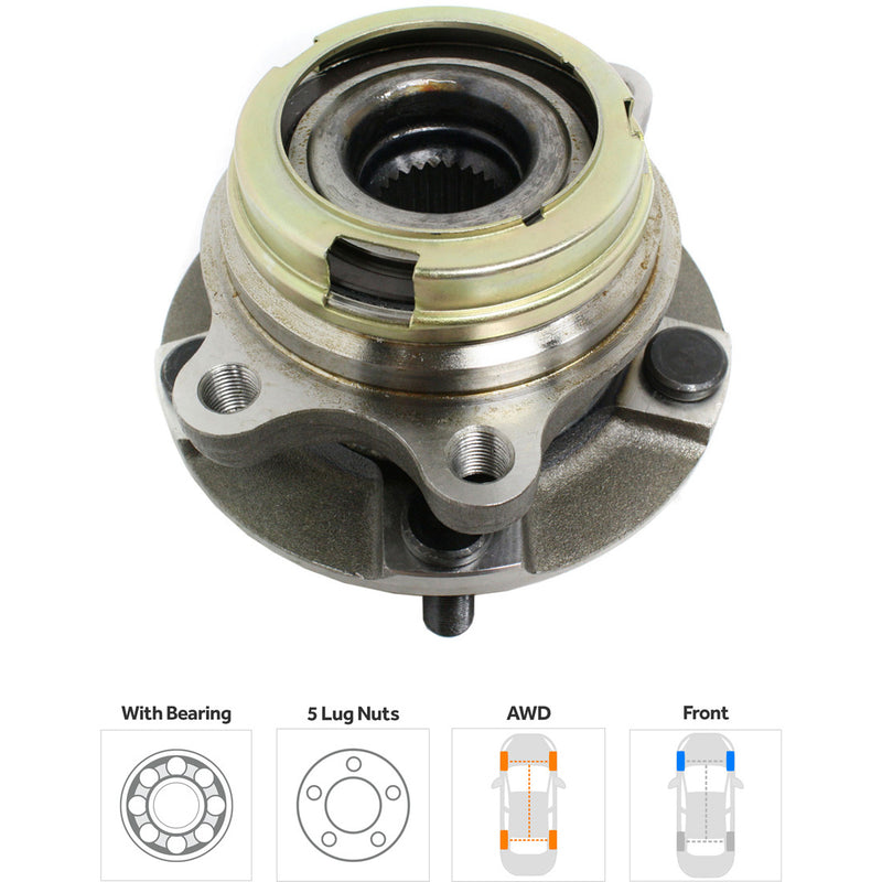 Front and Rear Driver and Passenger Side Wheel Hubs With Bearing