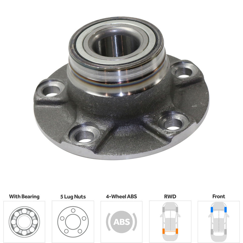 Front Driver and Passenger Side Wheel Hubs With Bearing 4-Wheel ABS