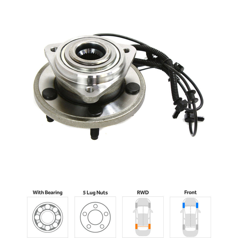 Set Of 2 - Front Wheel Hubs With Bearing With Sensor