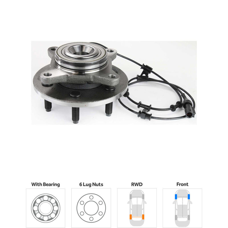 Set Of 2 - Front Wheel Hubs With Bearing With Sensor Rear Wheel Drive
