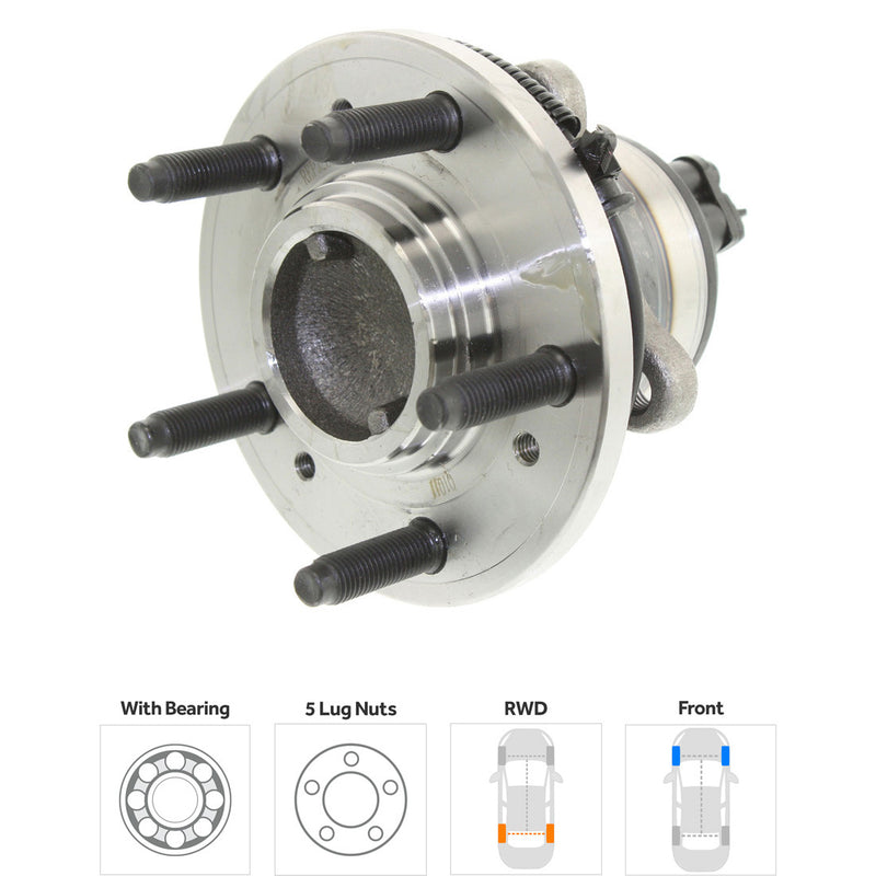 Set Of 2 - Front Wheel Hubs With Bearing With Sensor