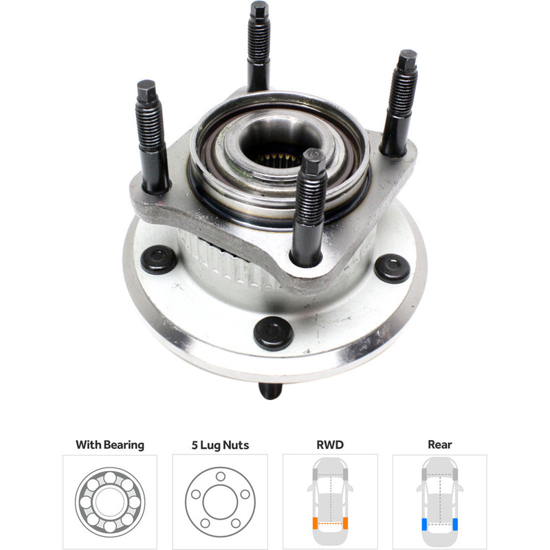Rear Driver And Passenger Side Wheel Hubs With Bearing 5 X 5 In. Bolt Pattern