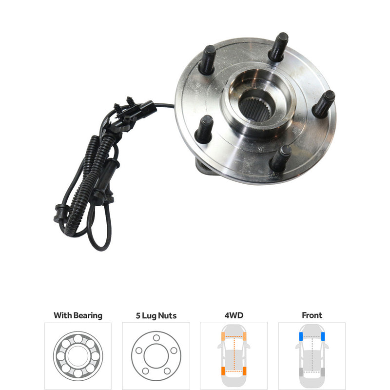 Set Of 2 - Front Wheel Hubs With Bearing With Sensor