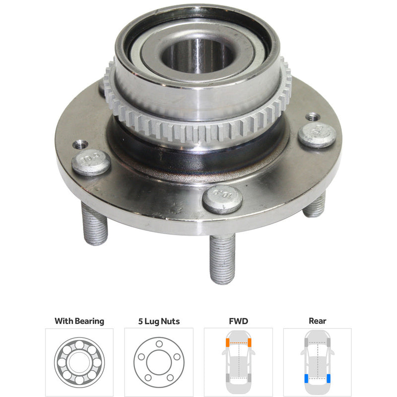 Set Of 2 - Rear Wheel Hubs With Bearing 48-teeth tone ring  3.47 in. ABS Tone Ring Diameter Front Wheel Drive