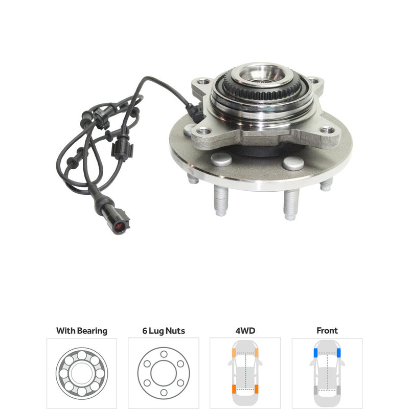 Set Of 2 - Front Wheel Hubs With Bearing With Sensor Four Wheel Drive