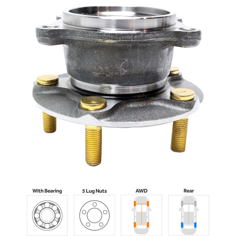 Set Of 2 - Rear Driver or Passenger Side Wheel Hub With Bearing 5 x 4.5 in. Bolt Pattern