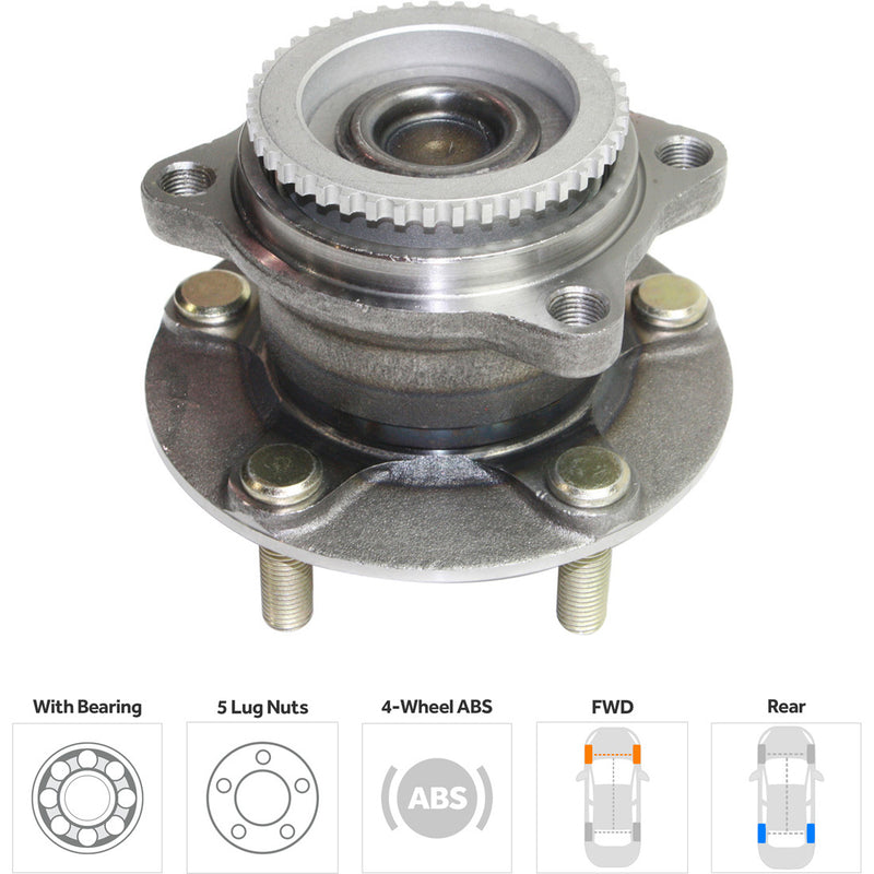 Set Of 2 - Rear Wheel Hubs With Bearing 43-teeth tone ring  3.27 in. ABS Tone Ring Diameter