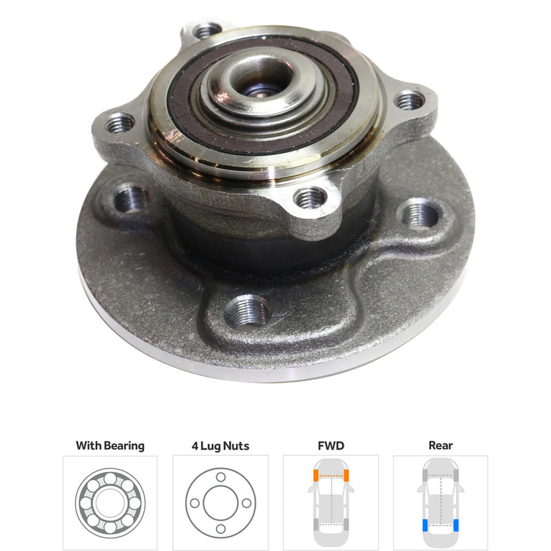 Set Of 2 - Rear Wheel Hubs With Bearing 4 x 3.94 in. Bolt Pattern