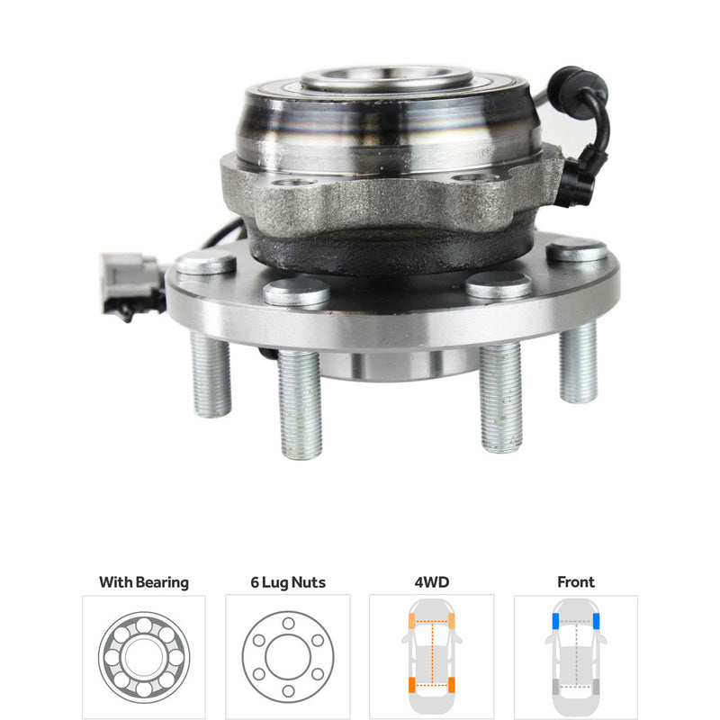 Set Of 4 - Front and Rear Wheel Hubs With Bearing With Sensor