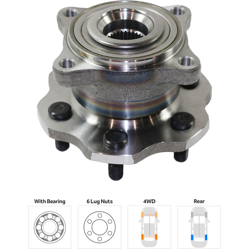 Set Of 4 - Front and Rear Wheel Hubs With Bearing With Sensor Rear Wheel Drive
