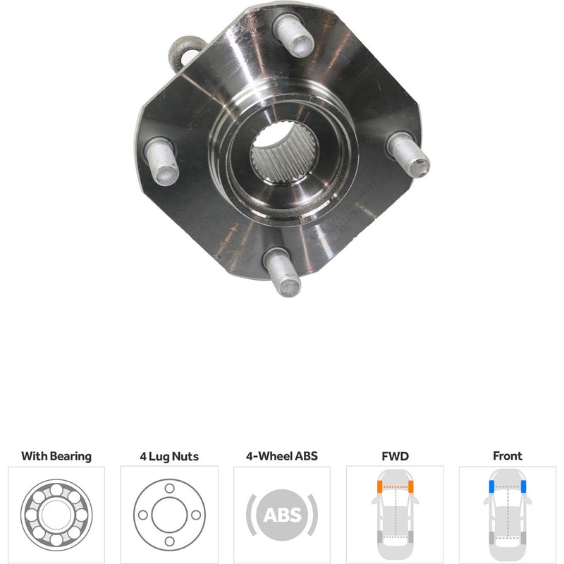 Set Of 2 - Front Wheel Hubs With Bearing 4-Wheel ABS