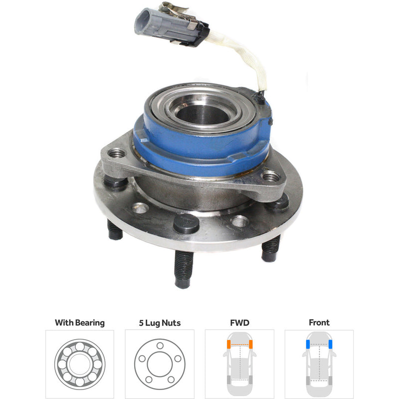 Set Of 2 - Front Wheel Hubs With Bearing With Sensor