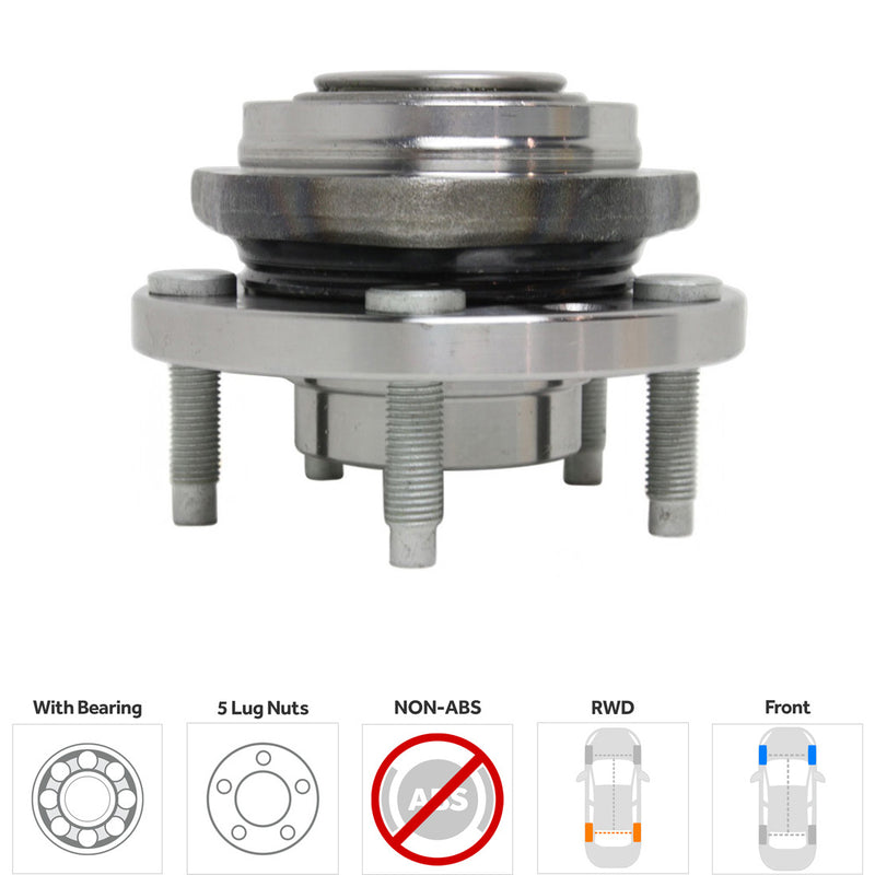 Set Of 2 - Front or Rear Wheel Hubs With Bearing Non-ABS