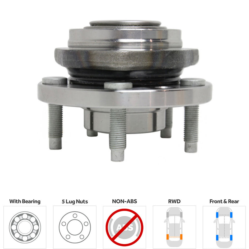 Set Of 4 - Front and Rear Wheel Hubs With Bearing Non-ABS