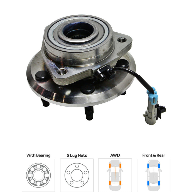 Front And Rear Driver And Passenger Side Wheel Hubs With Bearing