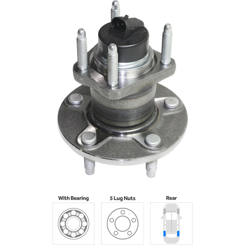 Set Of 2 - Rear Wheel Hubs With Bearing With Sensor 5 Lugs