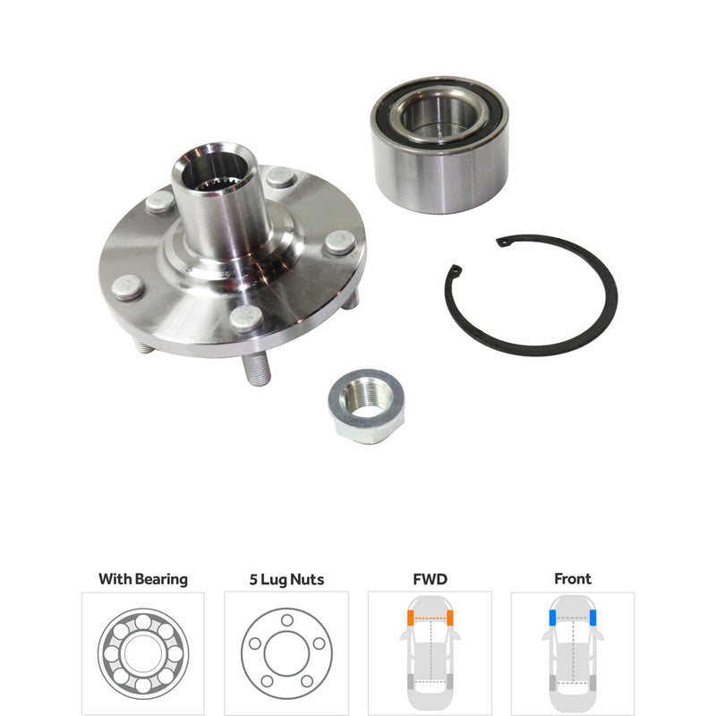 Set Of 4 - Front and Rear Driver and Passenger Side Wheel Hubs With Bearing Non-ABS