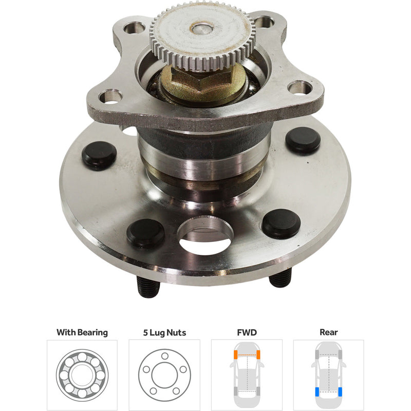 Set Of 2 - Rear Wheel Hubs With Bearing 4-Wheel ABS