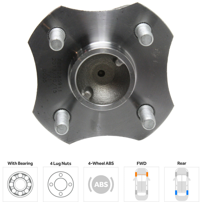 Set Of 2 - Rear Wheel Hubs With Bearing With Sensor Front Wheel Drive