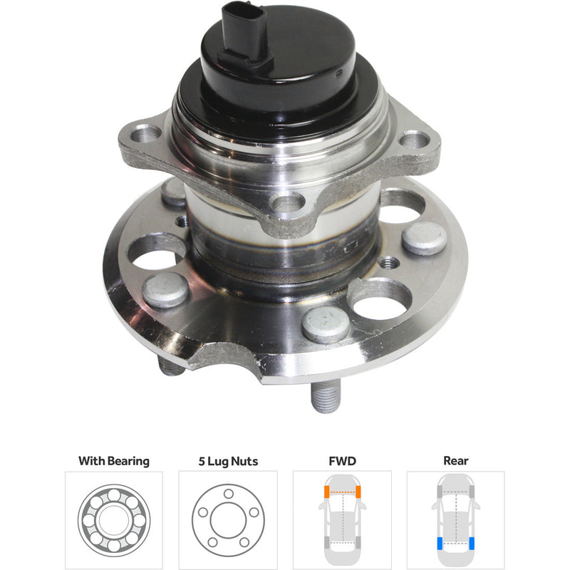 Set Of 2 - Rear Wheel Hubs With Bearing With Sensor Front Wheel Drive