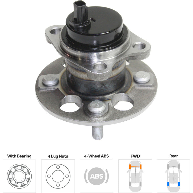 Set Of 2 - Rear Wheel Hubs With Bearing With Sensor