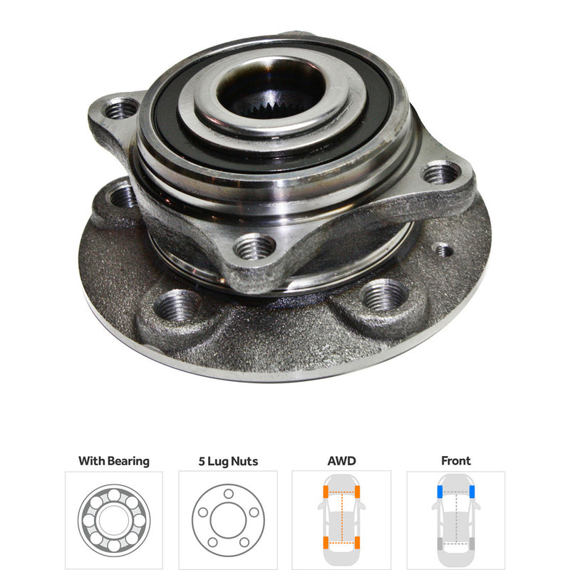 Set Of 2 - Front Wheel Hubs With Bearing Lug bolts not included