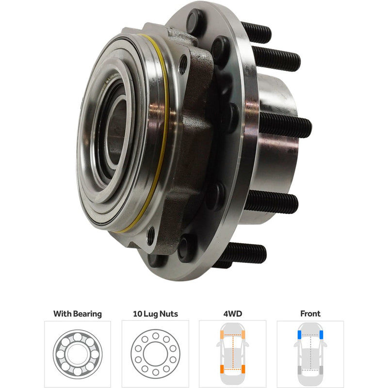 Set Of 2 - Front Wheel Hubs With Bearing With Sensor 4 X 4 Dual Rear Wheels