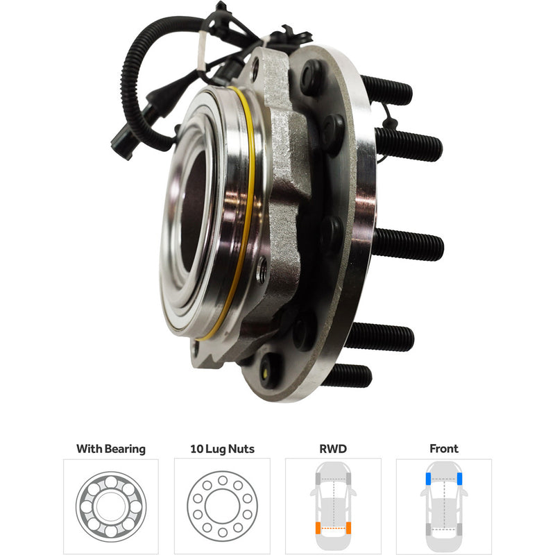 Set Of 2 - Front Wheel Hubs With Bearing With Sensor 4 X 2 Single Rear Wheel