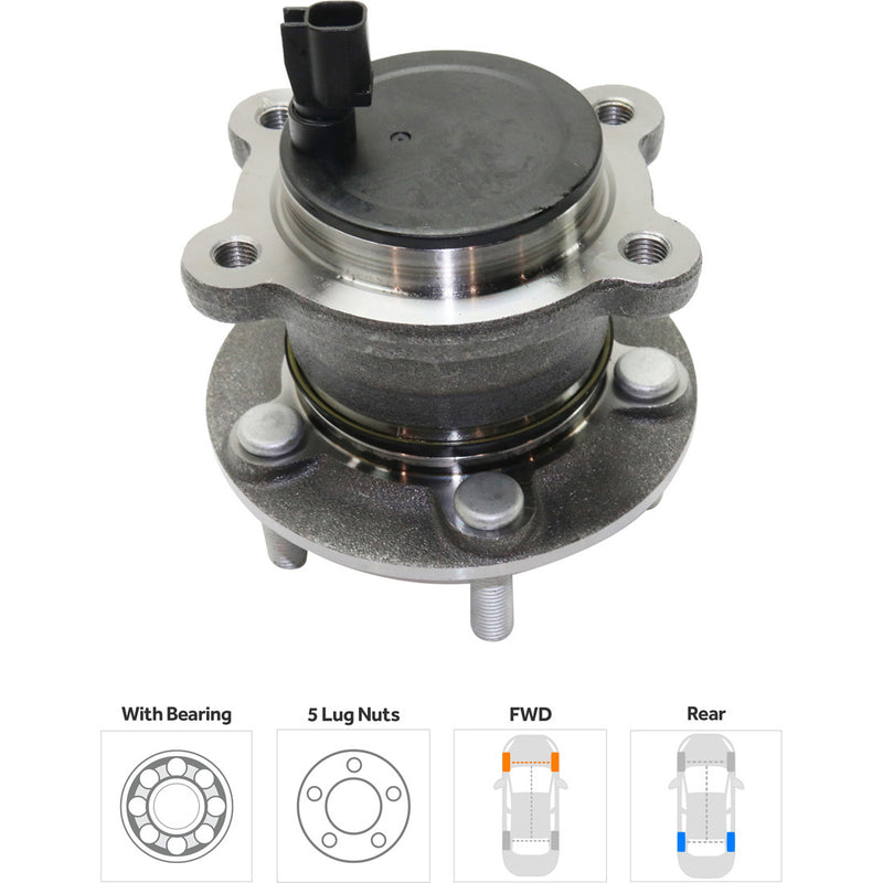 Set Of 2 - Rear Wheel Hubs With Bearing With Sensor