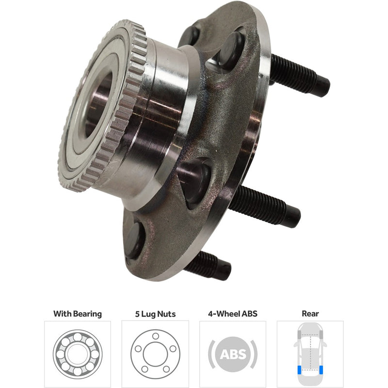 Set Of 2 - Rear Wheel Hubs With Bearing With Sensor 4-Wheel ABS With Rear Drum Brakes