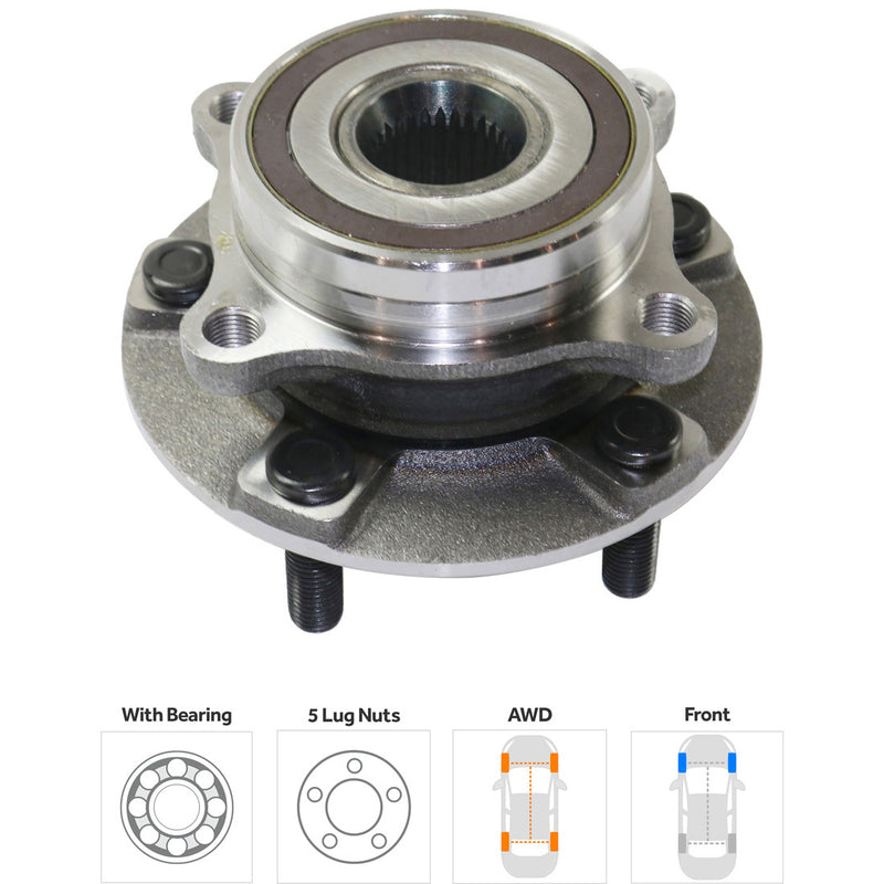 Set Of 2 - Front Wheel Hubs With Bearing 5 x 4.5 in. Bolt Pattern All Wheel Drive