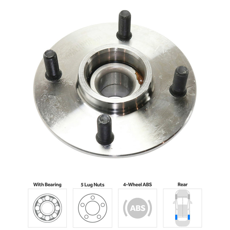 Set Of 4 - Front and Rear Wheel Hubs Front - Without Bearing  Rear - With Bearing 4-Wheel ABS With Rear Drum Brakes