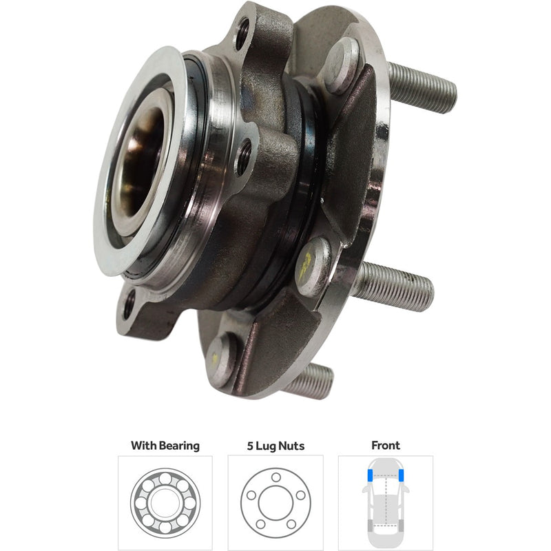 Set Of 2 - Front Wheel Hubs With Bearing With ABS