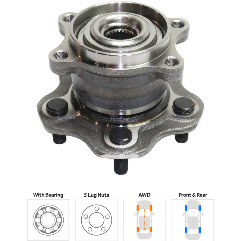 Set Of 4 - Front and Rear Wheel Hubs With Bearing With ABS All Wheel Drive