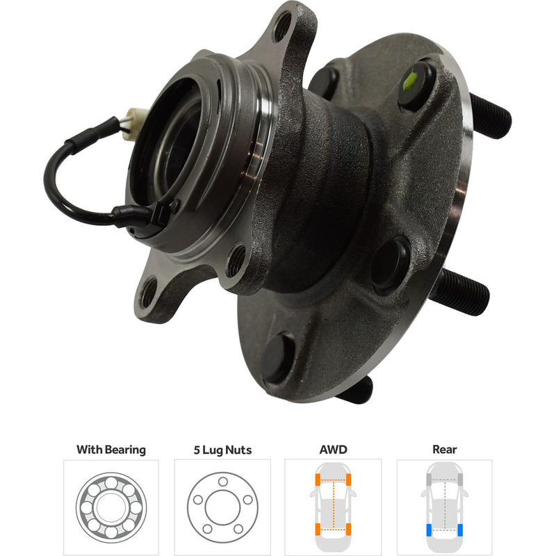 Set Of 2 - Rear Wheel Hubs With Bearing With Sensor All Wheel Drive