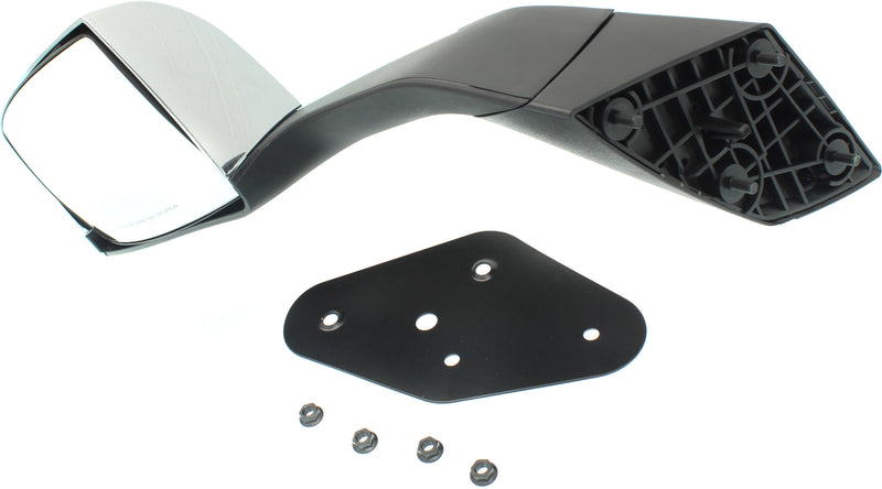 Driver Side Hood Mirror, Manual Adjust, Manual Folding, Non-Heated, Chrome, W/o Signal Light