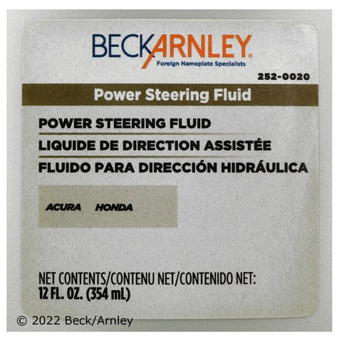 Power Steering Fluid Beck Arnley 252-0020